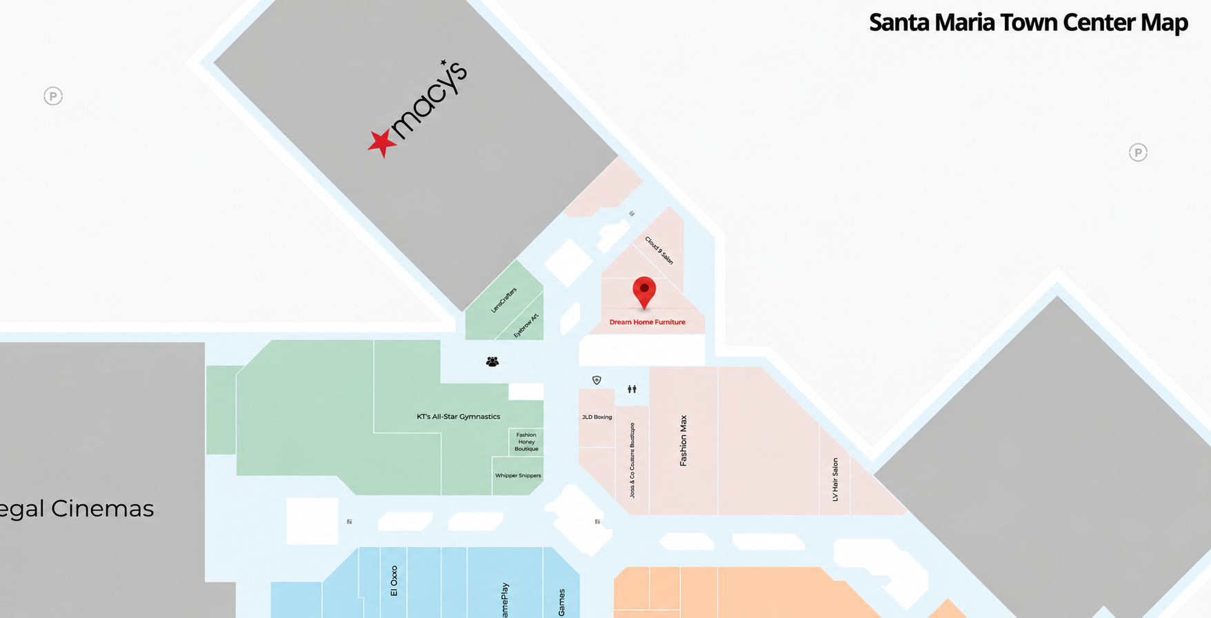 Dream Home Furniture location map inside Santa Maria mall